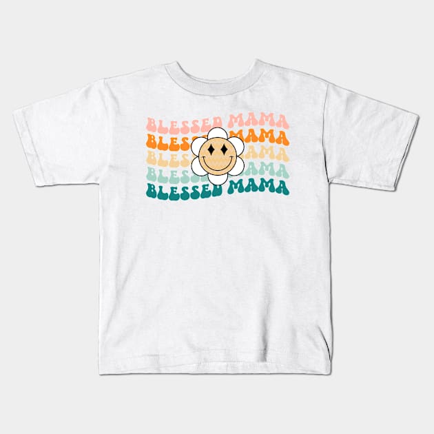 Blessed Mama Smiley Face Kids T-Shirt by skstring